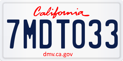 CA license plate 7MDT033