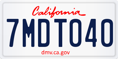 CA license plate 7MDT040