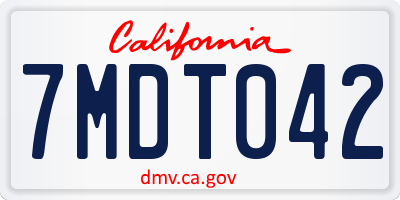 CA license plate 7MDT042