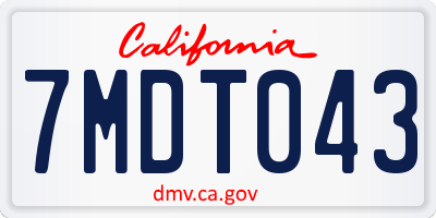 CA license plate 7MDT043