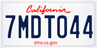 CA license plate 7MDT044