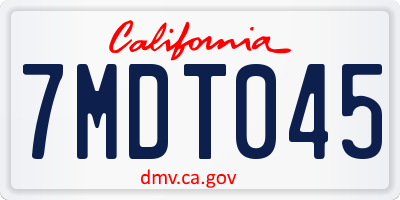CA license plate 7MDT045