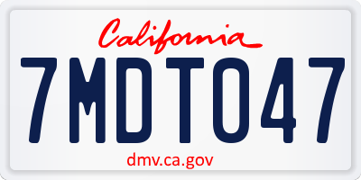 CA license plate 7MDT047