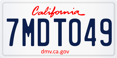 CA license plate 7MDT049