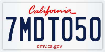 CA license plate 7MDT050