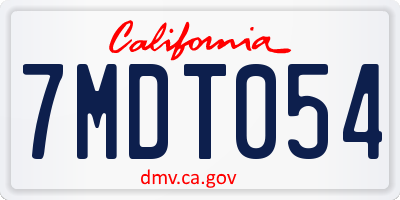 CA license plate 7MDT054