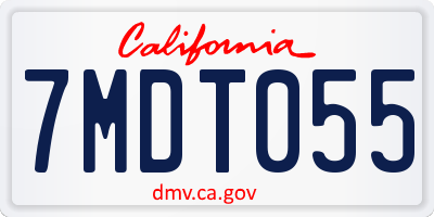 CA license plate 7MDT055