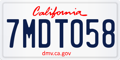 CA license plate 7MDT058