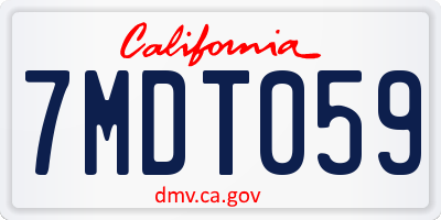 CA license plate 7MDT059