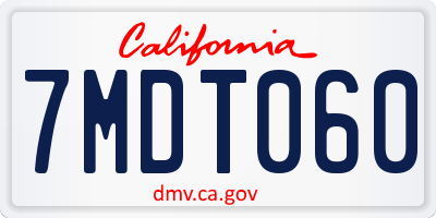 CA license plate 7MDT060