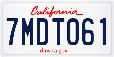 CA license plate 7MDT061