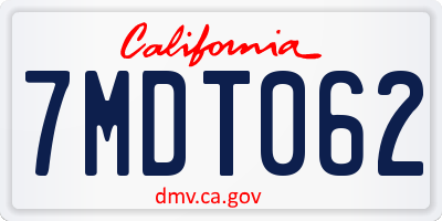 CA license plate 7MDT062