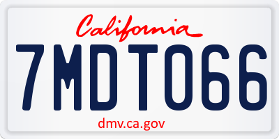 CA license plate 7MDT066