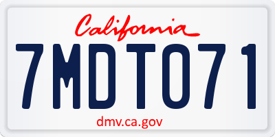 CA license plate 7MDT071
