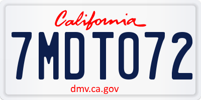 CA license plate 7MDT072