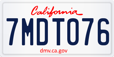 CA license plate 7MDT076