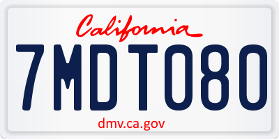 CA license plate 7MDT080