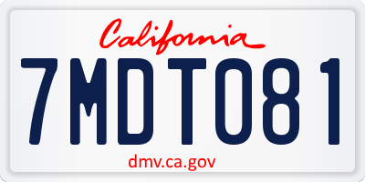 CA license plate 7MDT081