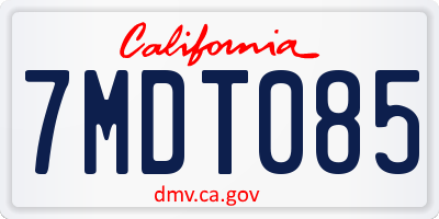 CA license plate 7MDT085