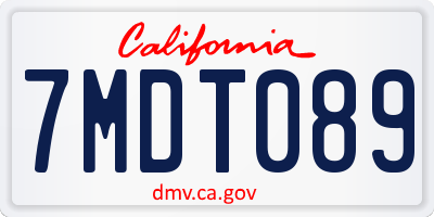 CA license plate 7MDT089