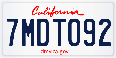 CA license plate 7MDT092
