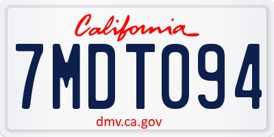 CA license plate 7MDT094