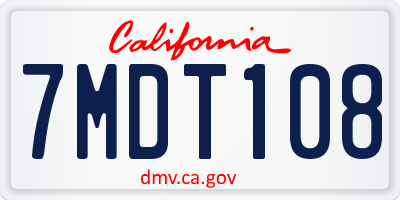 CA license plate 7MDT108