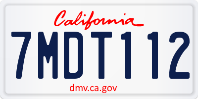 CA license plate 7MDT112