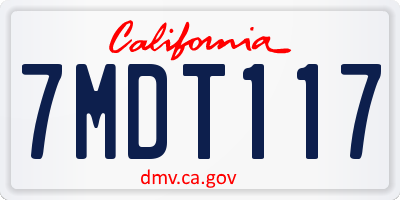 CA license plate 7MDT117