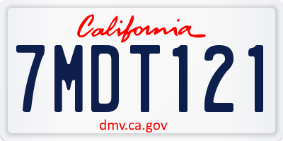 CA license plate 7MDT121