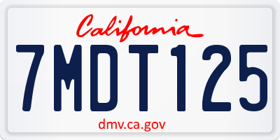 CA license plate 7MDT125
