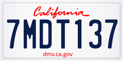 CA license plate 7MDT137