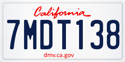 CA license plate 7MDT138