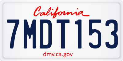 CA license plate 7MDT153