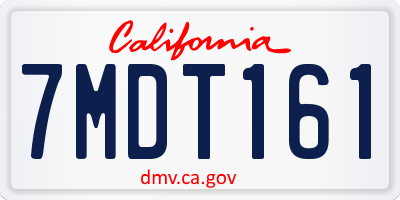 CA license plate 7MDT161