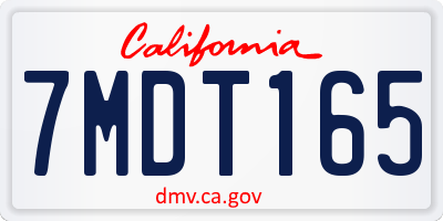 CA license plate 7MDT165
