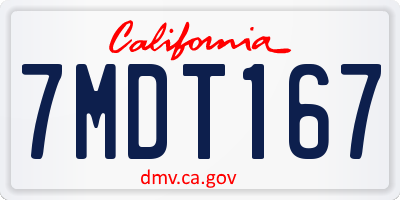 CA license plate 7MDT167