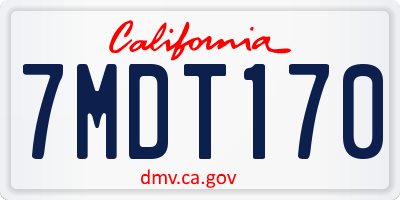 CA license plate 7MDT170