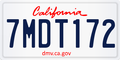 CA license plate 7MDT172