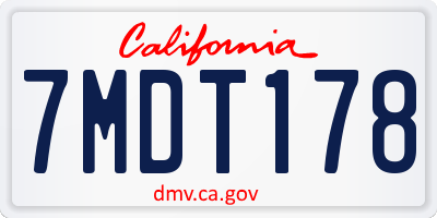 CA license plate 7MDT178