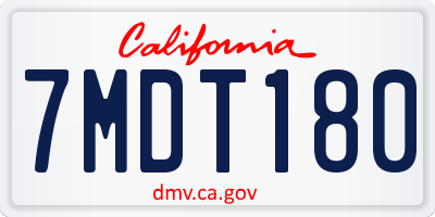 CA license plate 7MDT180