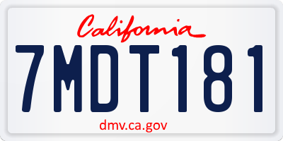 CA license plate 7MDT181