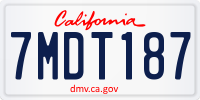 CA license plate 7MDT187