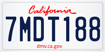 CA license plate 7MDT188
