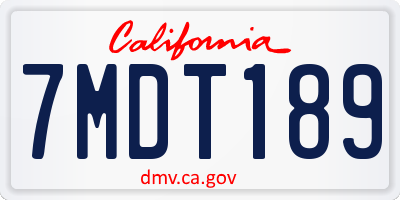 CA license plate 7MDT189