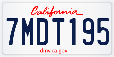 CA license plate 7MDT195