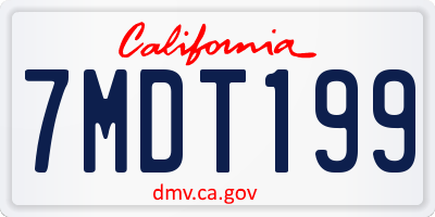 CA license plate 7MDT199