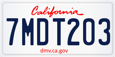 CA license plate 7MDT203