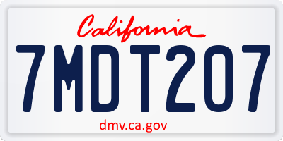 CA license plate 7MDT207