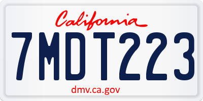 CA license plate 7MDT223